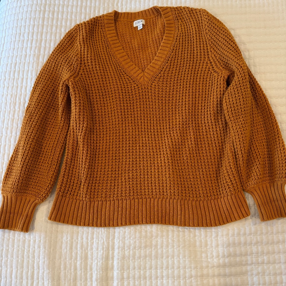 J. Crew Rust V Neck Sweater - 100% Cotton - size L